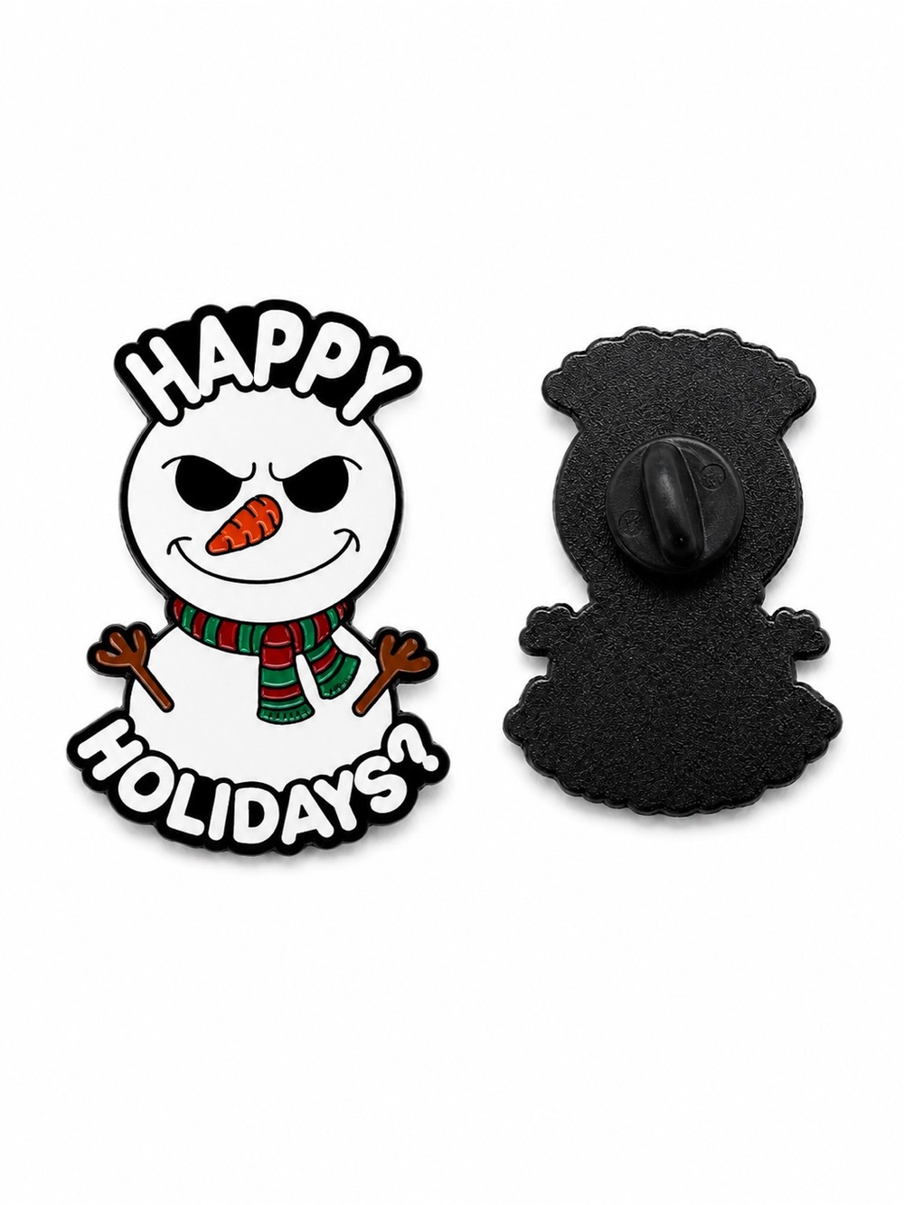 Happy Holidays Grumpy Snowman Enamel Pin - New - Funny Humor Christmas - Picture 2 of 2